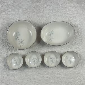Vintage MCM Edgerton Eternal Springs Serving bowl and Fruit bowl set - 6 pieces